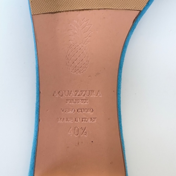 Aquazzura Blue Suede “Wild Thing” Flat Sandals, IT 40.5, Excellent Condition. - Picture 13 of 14